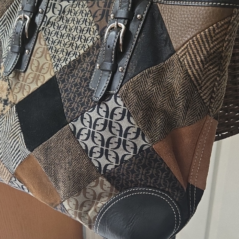 Patchwork Tote Bag - Black And Brown - image 6